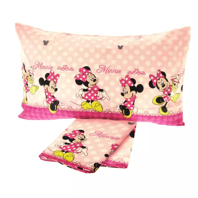 Completo Lenzuola Minnie Mouse Rosa letto singolo Disney puro cotone 100%