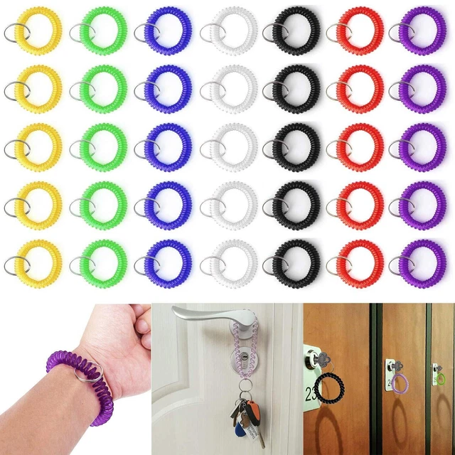 35pcs-Assorted Color Stretchable Plastic Bracelet Wrist Coil Wrist Band Key Ring
