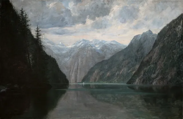 Öl-Gemälde Ölbild Romantik Landschaft Bayern Alpen Königssee Berchtesgaden ~1900