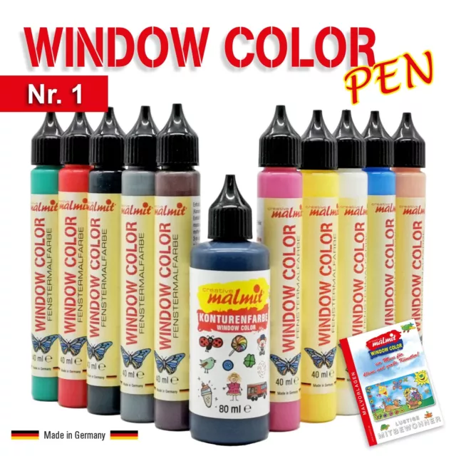 Window Color Pen Nr.1 Set mit 11 Fenstermalfarben 40ml Fensterfarben Malfarben