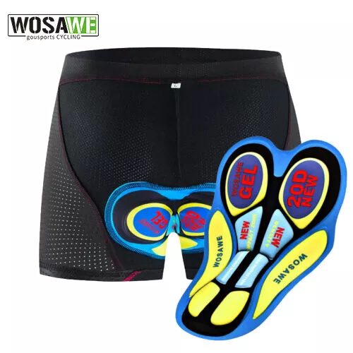 WOSAWE Mens Cycling Underpants 2D Gel Padded Bike Riding Racing Shorts Underwear