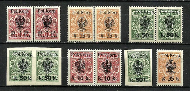 POLAND 1918 CORPS MUSNICKI ** Signed LOT set I pairs **