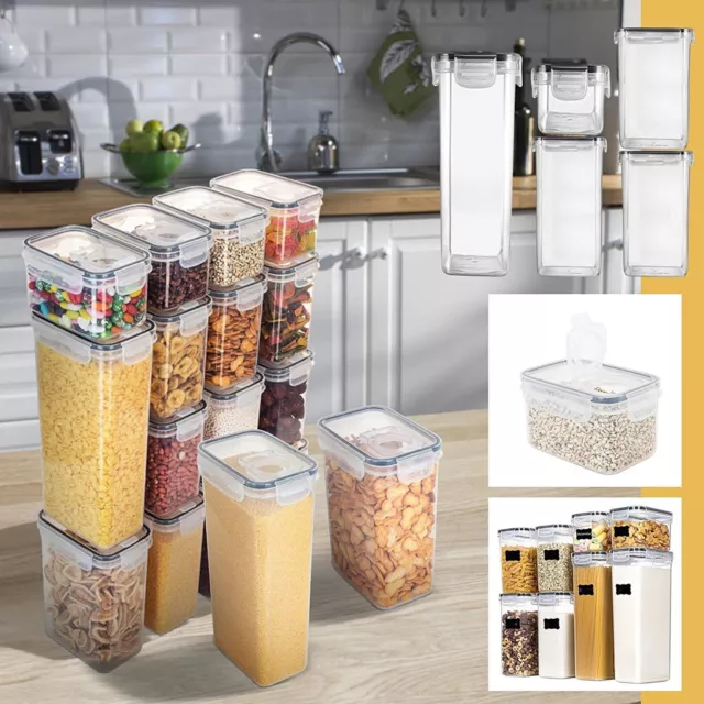 5 Size Single Clear Plastic Storage Jars With Lids Proof Crispers Kitchen