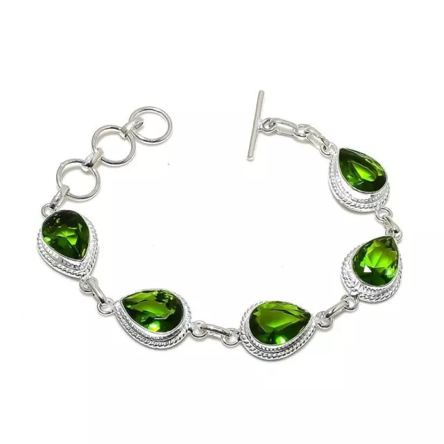 Bracelet de bijoux en argent sterling 925 fait à la main avec péridot vert,...
