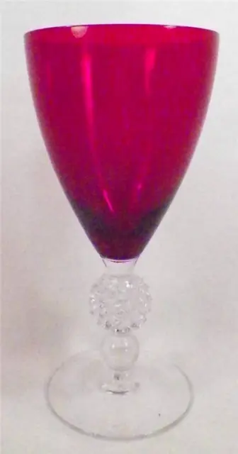 Ruby Golf Ball Water Goblet Stem Morgantown Elegant Glass 7643 Vintage