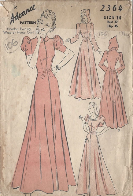 Patron De Couture Vintage Années 1930 Butterick 7048 - Manteau Femme - Non Découpé