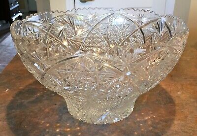 Vintage 13" Crystal Cut Glass Punch Bowl or Salad Bowl - Beautiful!