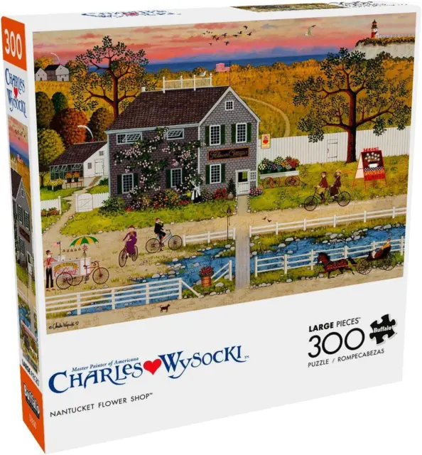 300 Piece Jigsaw Puzzle by Buffalo Games: Charles Wysocki Nantucket Flower Shop