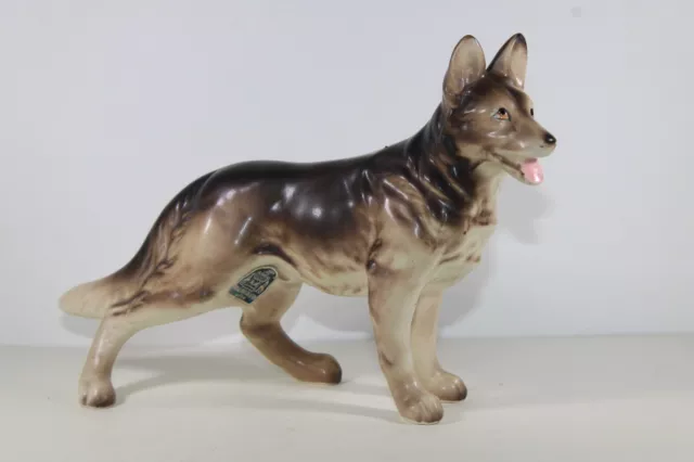 Vintage German Shepherd Dog Figurine Porcelain Ceramic Japan Arnart Creation