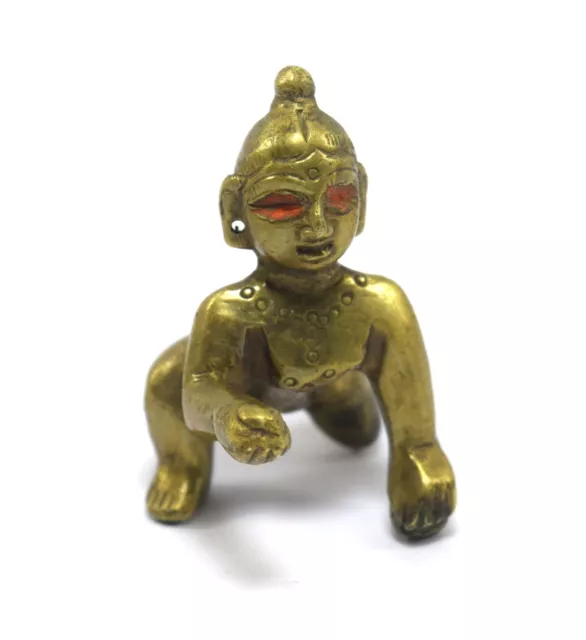 Old Antique Statue Brass Hindu God Baby Krishna Figure decorative. G53-645