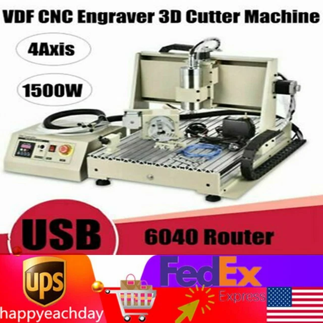 1500W USB 4 Axis 6040 CNC Router 3D Engraver Engraving Drilling Milling Machine
