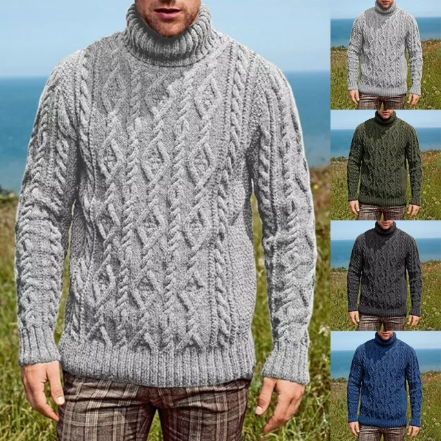 Bequemer Herren schmale Passform Rollkragenpullover Pullover Strickwaren Pullove