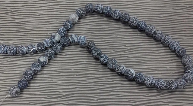 1 Strang Achat Perlen , ca.8mm  schwarz Edelsteine