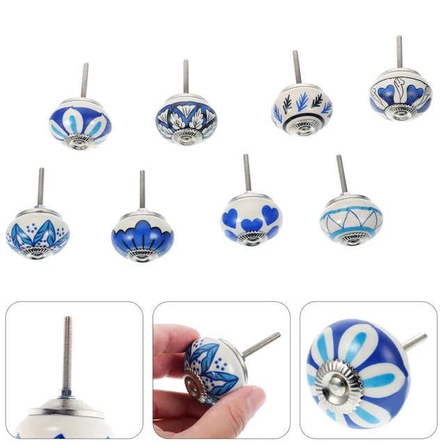 8 Pcs Ceramic Dresser Pulls Handle Cabinet Knobs Closet Door Knobs Drawer