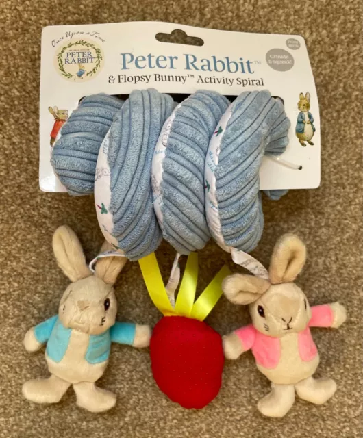 PETER RABBIT & FLOPSY BUNNY Activity Spiral Car Seat Cot Buggy Baby Toy - New!