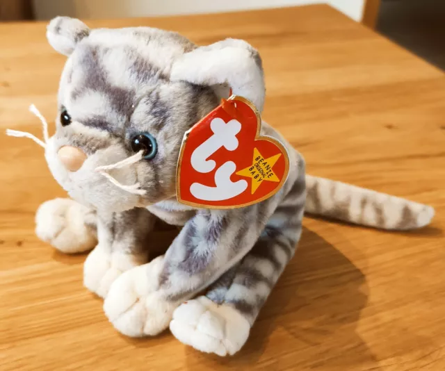 Ty Beanie Babies Silver die graugestreifte Katze gut erhalten