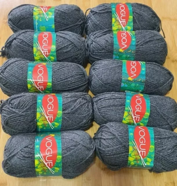 Vogue With Love Dark Grey Aran Knitting Crochet Yarn Wool  10x100gBalls