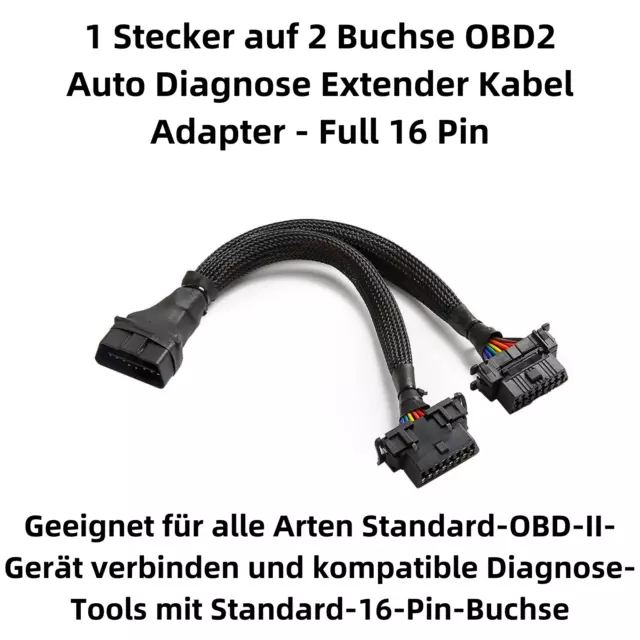 A04C OBDII OBD2 16pin Extension Rallonge Adaptateur Mâle - Double Femelle 2