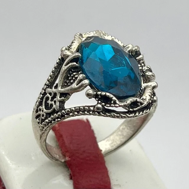 Rare Ancient Silvered Antique Viking Style Ring Stone Authentic Artifact Old