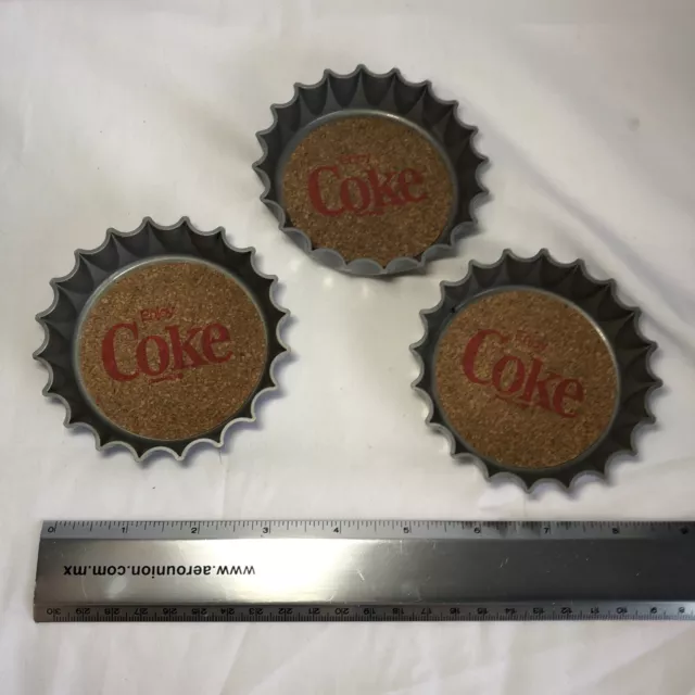 Vintage 1970’s Coca Cola Set of 3 Enjoy Coke Bottle Cap Coasters
