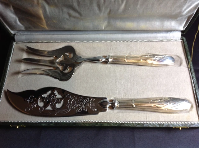 Service à Mignardises En Métal Argenté - Manche Argent Fourré - Style Art Déco
