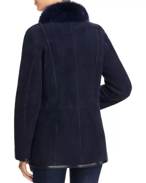 Maximilian Fox Fur collar One Of A KinD Navy Blue Women's Shearling Jacket Med. 2