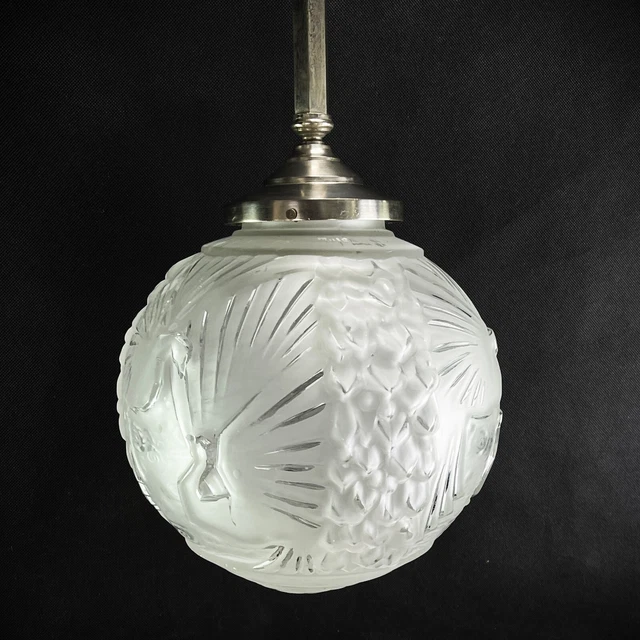 Art Deco Hanging Lamp Ceiling Muller Freres Lunéville Lamp 1930er