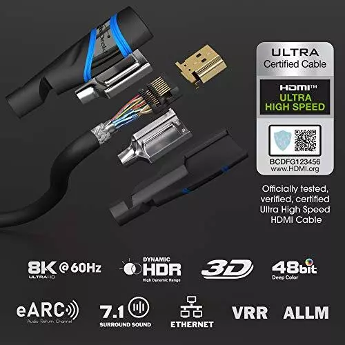 KabelDirekt – 3 m – Câble HDMI 2.1 8K Ultra High Speed certifié 48G 8K@60 Hz ... 2