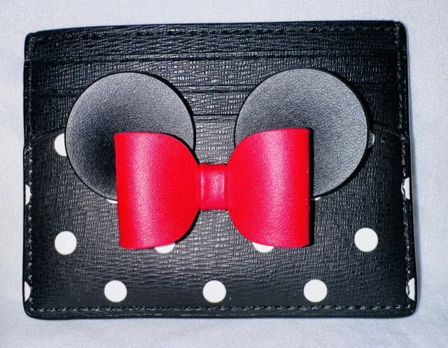 Kate Spade Disney Minnie Mouse Red Bow Slim Credit Card Case Holder Wallet