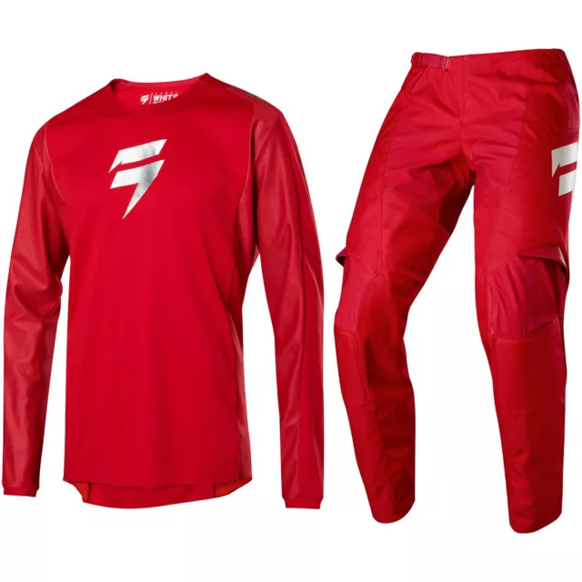 Shift MX Bianco Etichetta Motocross Kit Pantaloni Maglia WHIT3 - Bloodline Rosso