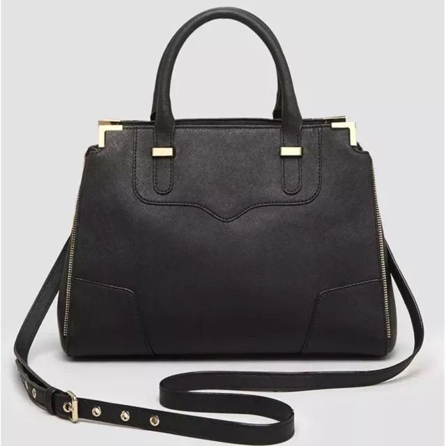 Rebecca Minkoff Amorous Satchel Black Leather Handbag Purse - No Flaws