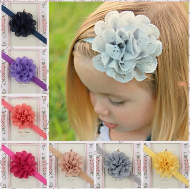 UK Newborn Baby Girls Rose Flower Headband Infant Toddler Hair Band Accessories