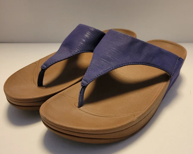 FitFlop Womens Sandals Size 8 EUR 38 The Skinny Toe Thong Slip On Blue