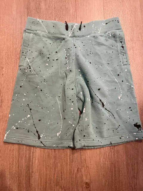 Abercrombie & Fitch Kids Green Paint Spl Shorts Boys Drawstring Waist Size 15-16