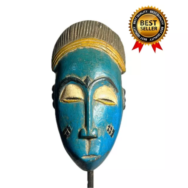 African Vintage Baule Mask wooden Hand Carved Home Décor-879