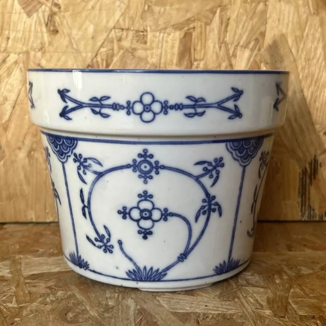 Vintage blau & weiß Keramik Pflanztopf Pflanzgefäß - blau Dänemark - 5 x 6,5 Zoll