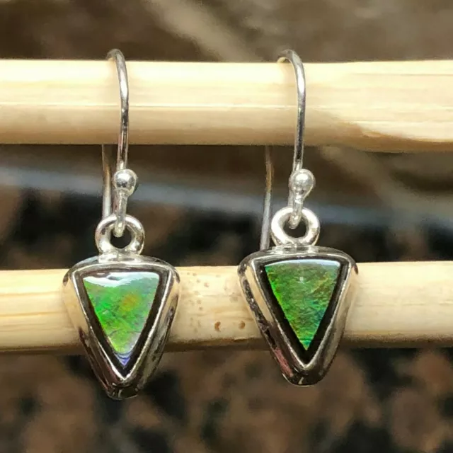 Natural Canadian Ammolite 925 Solid Sterling Silver Healing Stone Earrings 25mm