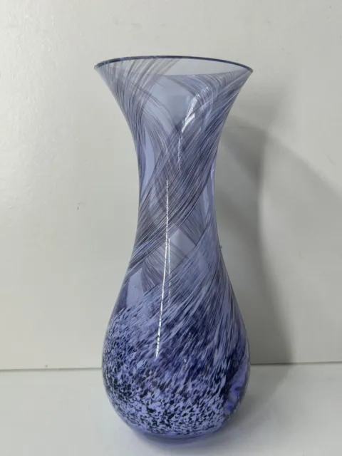 Caithness Glass Purple and White Swirled Small Wide Top Bud Vase