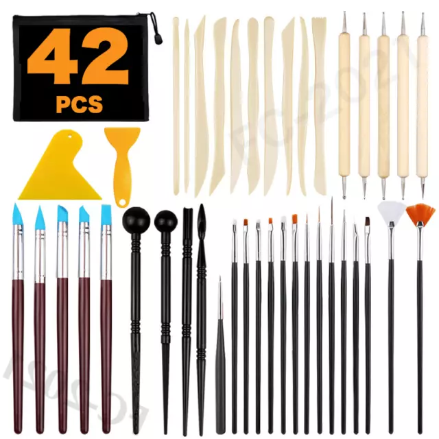 42 x Clay Carving Tools Sculpting Art Pottery Polymer Soap Modeling Gift Set Kit