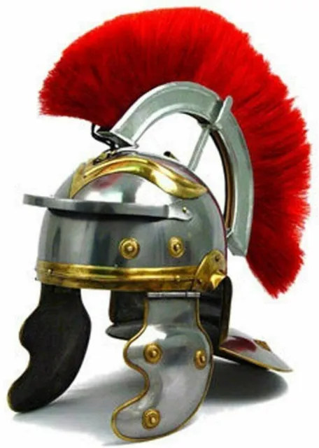Medieval Roman Officer Centurion Historical Helmet Armor 18g Steel War Helmet