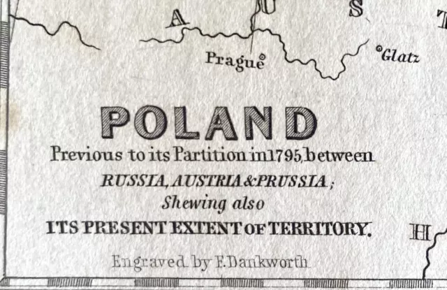1834 POLAND original map. Russia Prussia Warsaw Danzig Lithuania Konigsburg... +