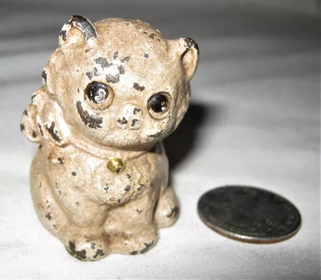 Antique Hubley Pa Kitten Cat Gold Bell Usa Cast Iron Desk Art Statue Paperweight