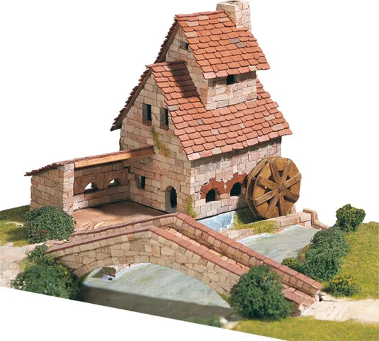 Miniature Modélisme Kit De Montage Jeu Moulin Avec Pont 2000 Pièces Aedes