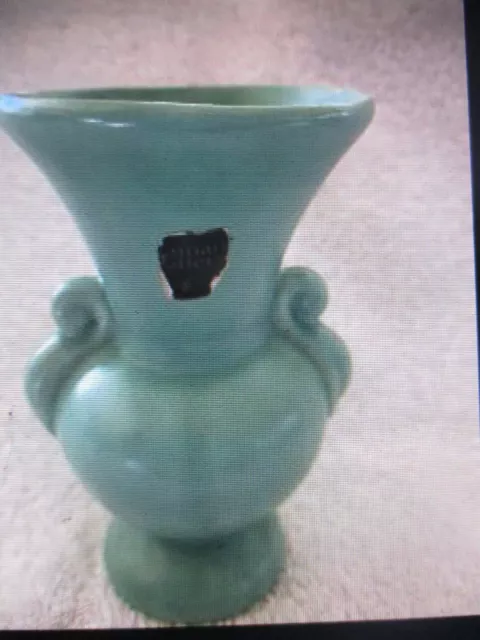 Vintage Matte Green Camark 5” Trophy Vase w/sticker Art Deco 1930s