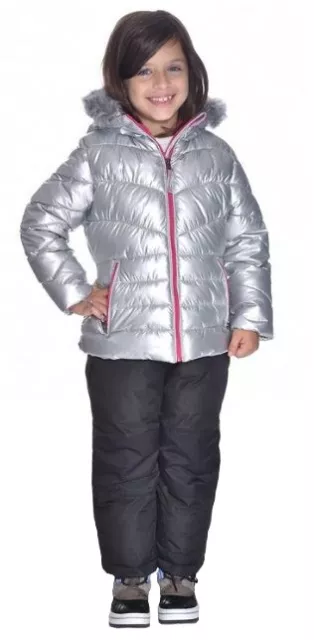 Giacca Con Cappuccio 32 Gradi Tuta Da Neve Ragazza Impermeabile Pantaloni Imbottiti Argento