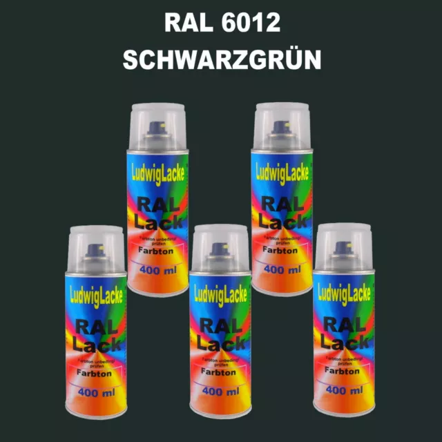 RAL 6012 Schwarzgrün  Glänzend Spraydosen 5 x 400ml Sprühdose   TOPPREIS