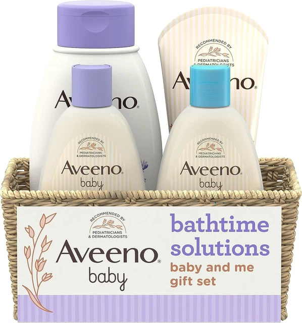 Aveeno Baby Bathtime Solutions Baby & Me Gift Set with Baby Wash & Shampoo, Calm