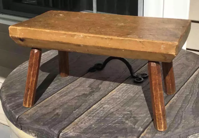 Antique Dated 1829 Handmade Thick Wood Cricket Foot Stool/Bench/Foot Rest 14"L