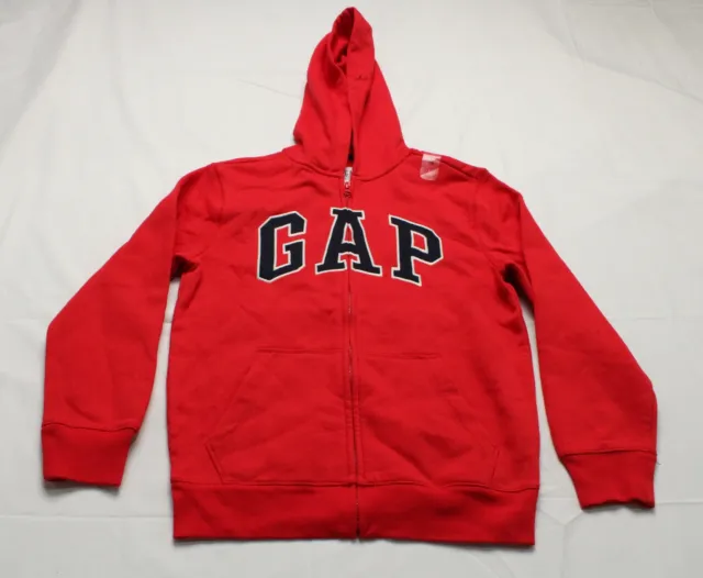 Gap Boy's Embroidered Logo Full Zip Hoodie DM9 Pure Red Large (Size 10-11) NWT