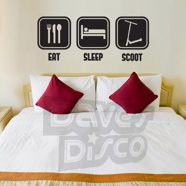 EAT SLEEP SCOOT scooter I do my own stunts boys bedroom wall art sticker decal